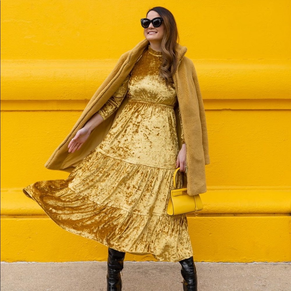 TUCKERNUCK Velvet Tiered Midi Dress
